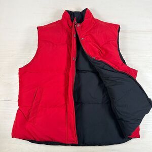 Ralph Lauren Reversible Down Puffer Vest Size Large‎ Red Black Zip and Snap